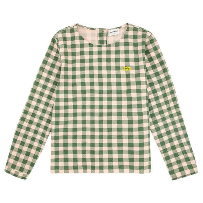 Bobo Choses Woman Checked Flared Blouse Green