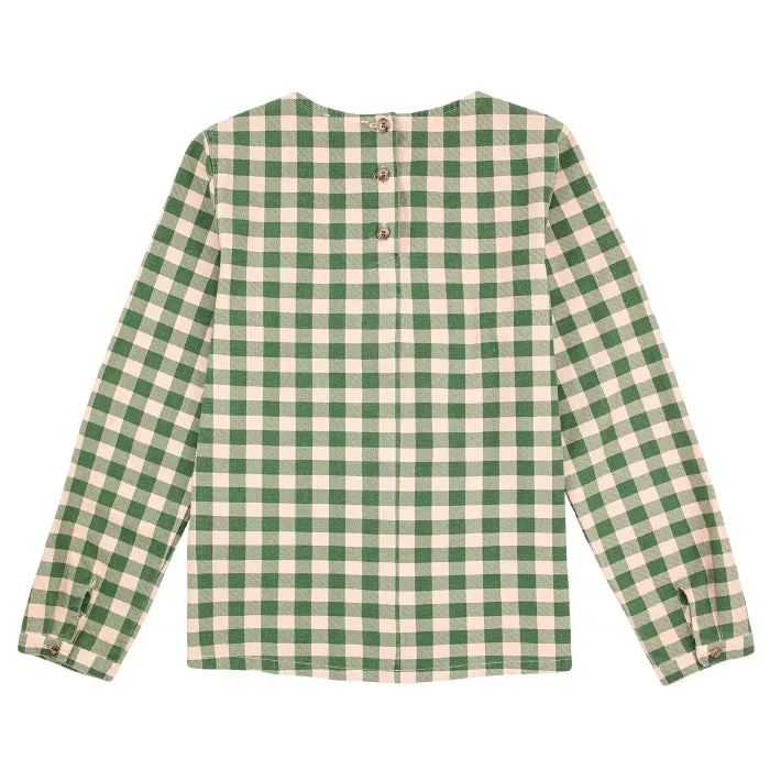 Bobo Choses Woman Checked Flared Blouse Green