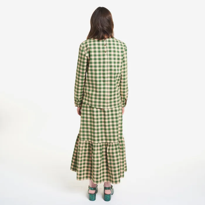 Bobo Choses Woman Checked Flared Blouse Green