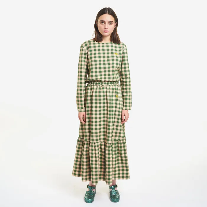 Bobo Choses Woman Checked Flared Blouse Green