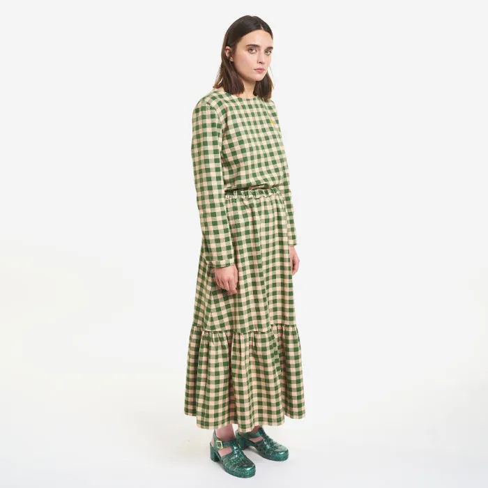 Bobo Choses Woman Checked Flared Blouse Green