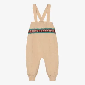 Boys Beige Knitted Dungarees