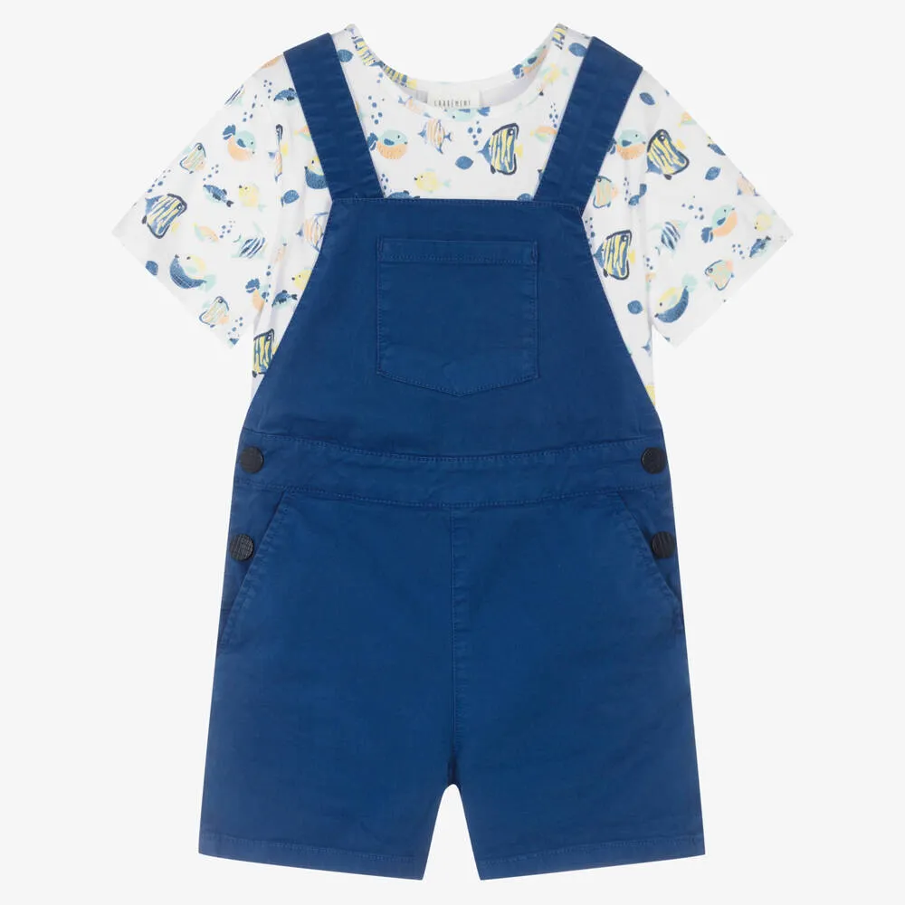 Boys Blue Jungle Dungarees Set