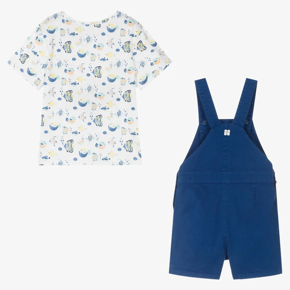 Boys Blue Jungle Dungarees Set