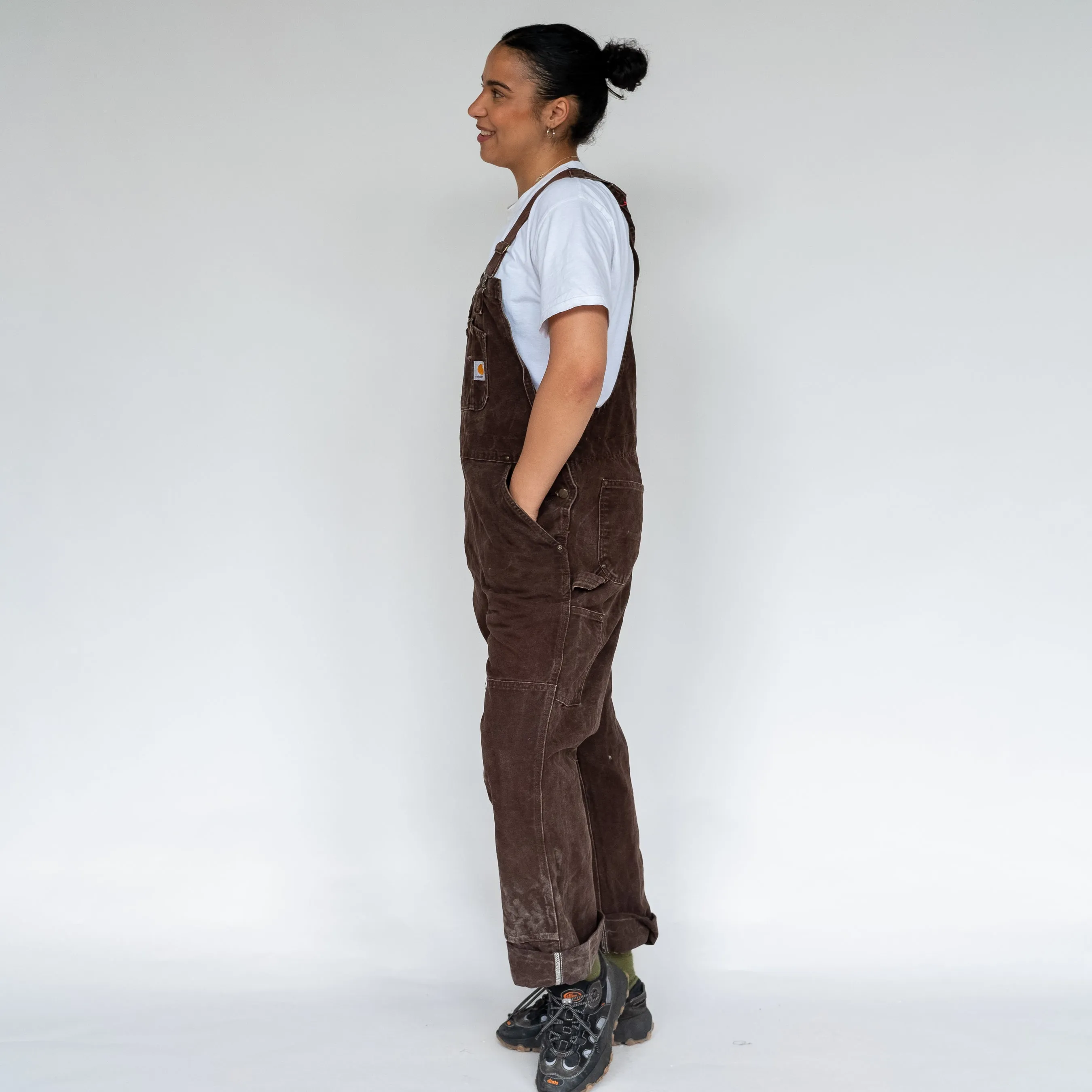 Brown 90s Carhartt Canvas Baggy Dungarees (L)