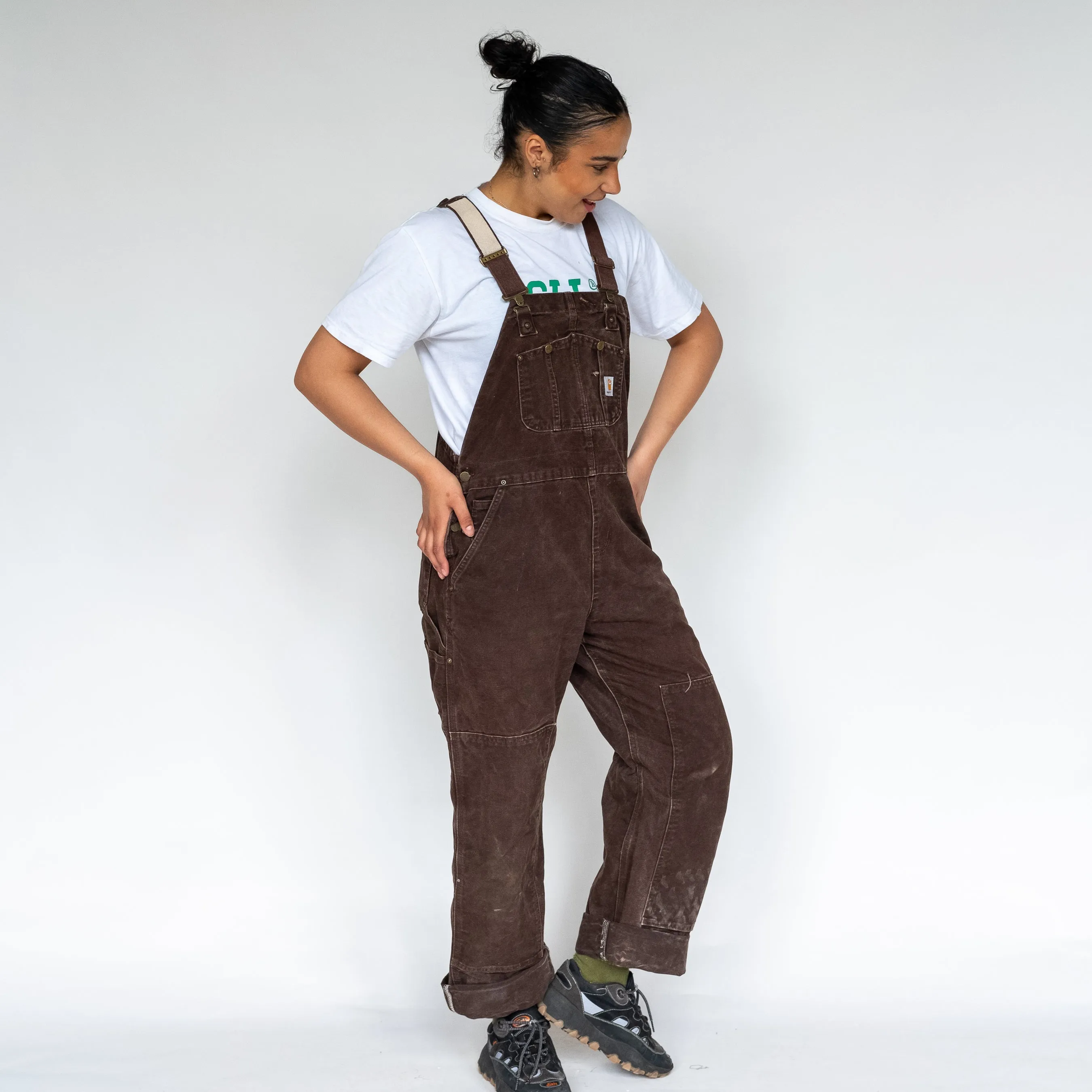 Brown 90s Carhartt Canvas Baggy Dungarees (L)