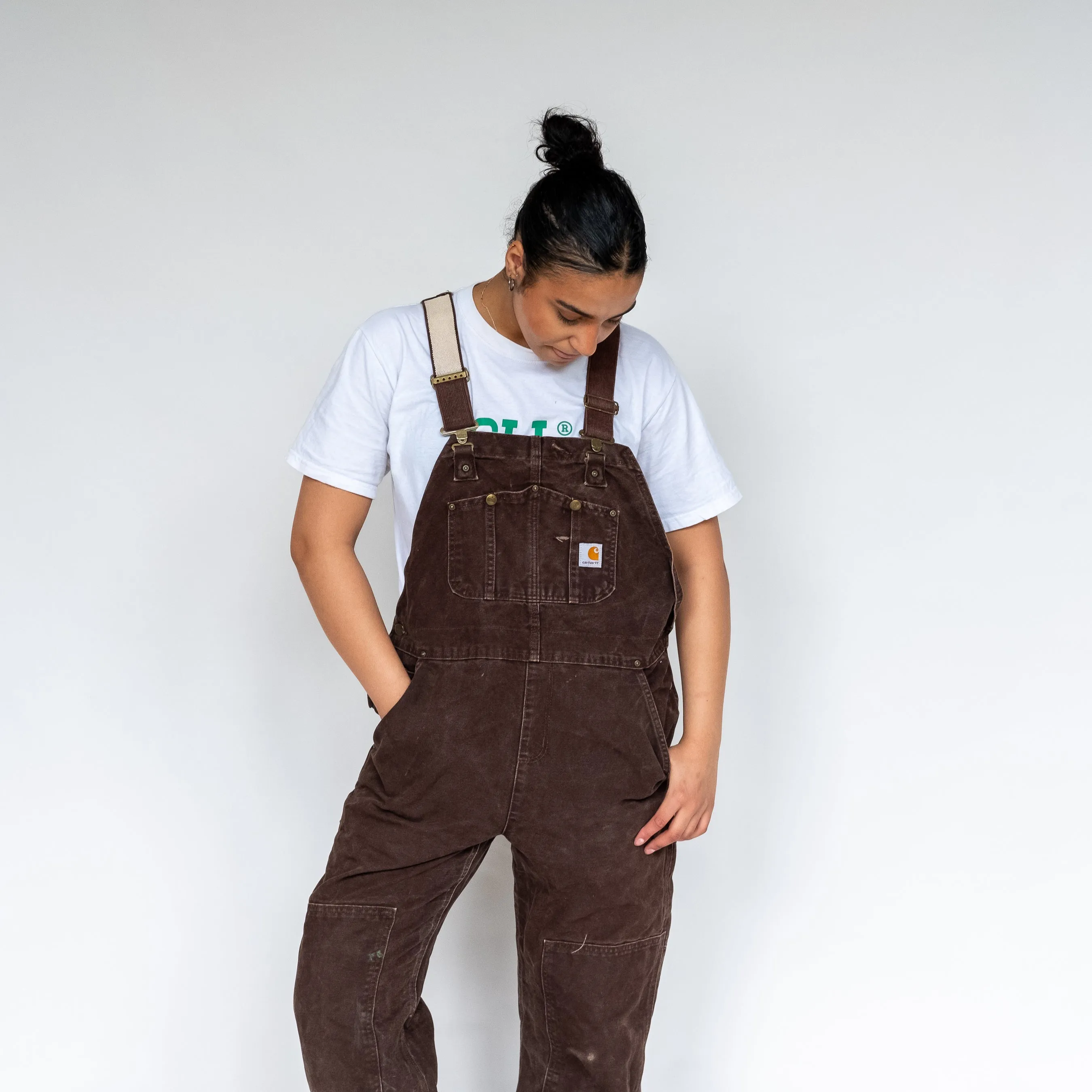 Brown 90s Carhartt Canvas Baggy Dungarees (L)