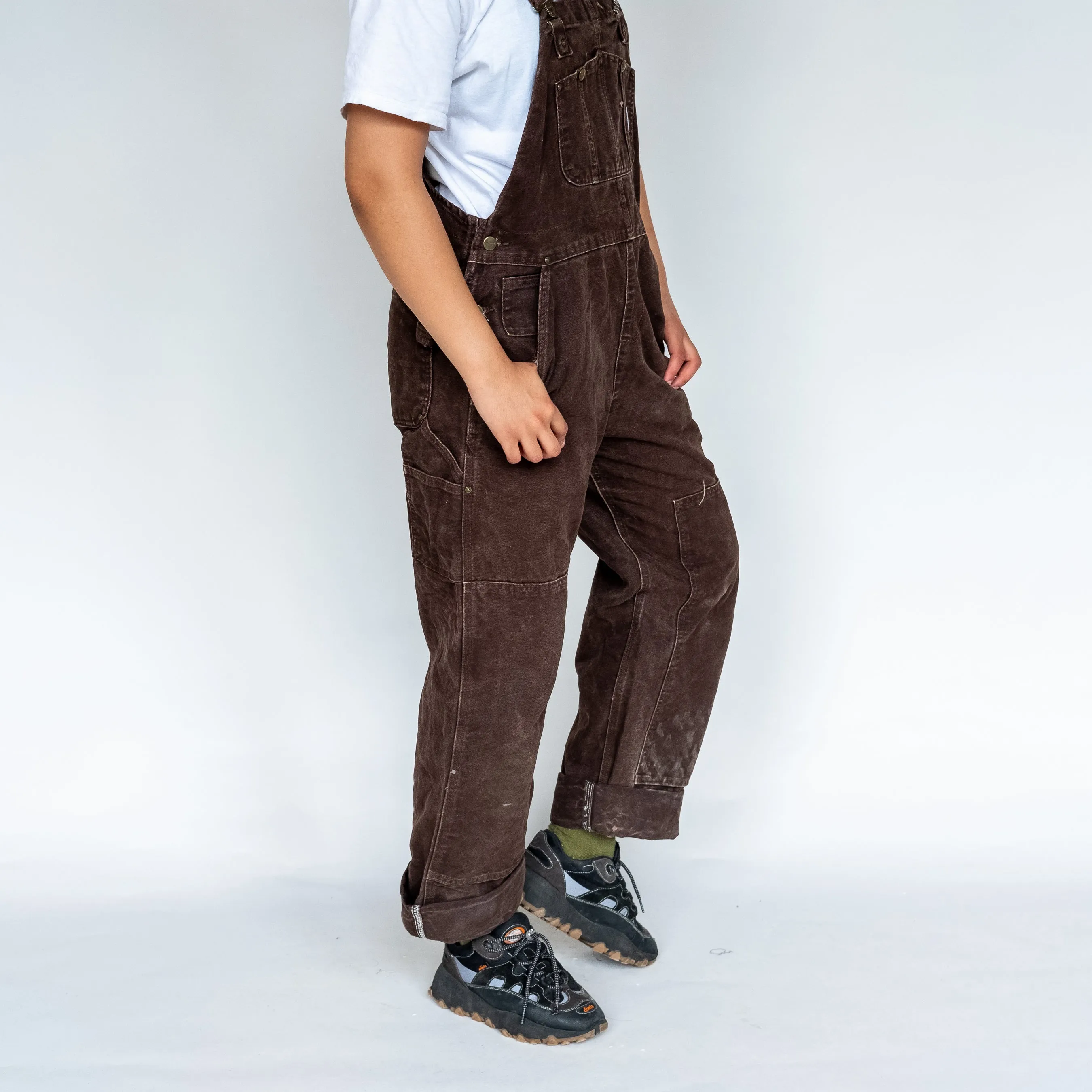 Brown 90s Carhartt Canvas Baggy Dungarees (L)