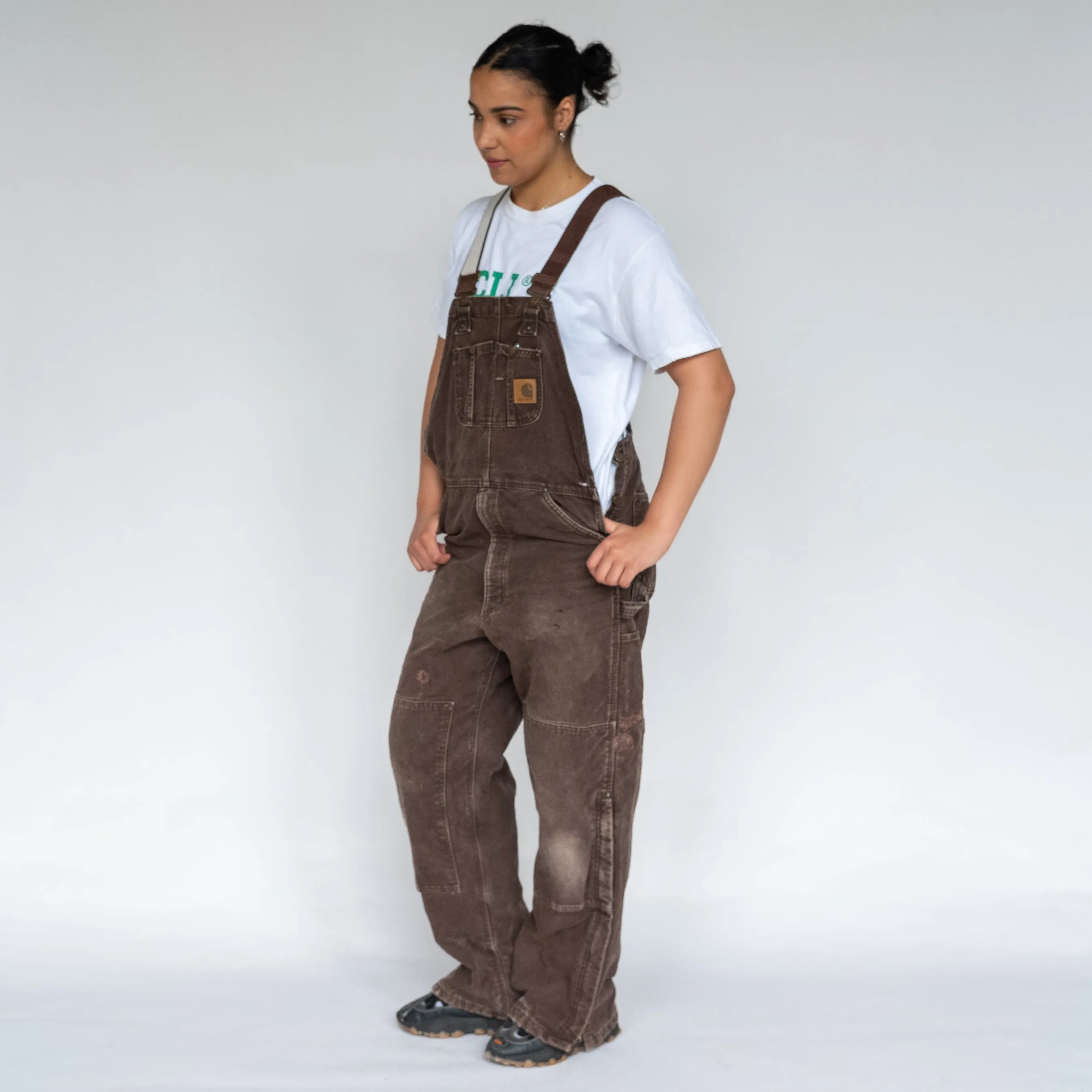 BROWN 90S CARHARTT CANVAS BAGGY DUNGAREES (