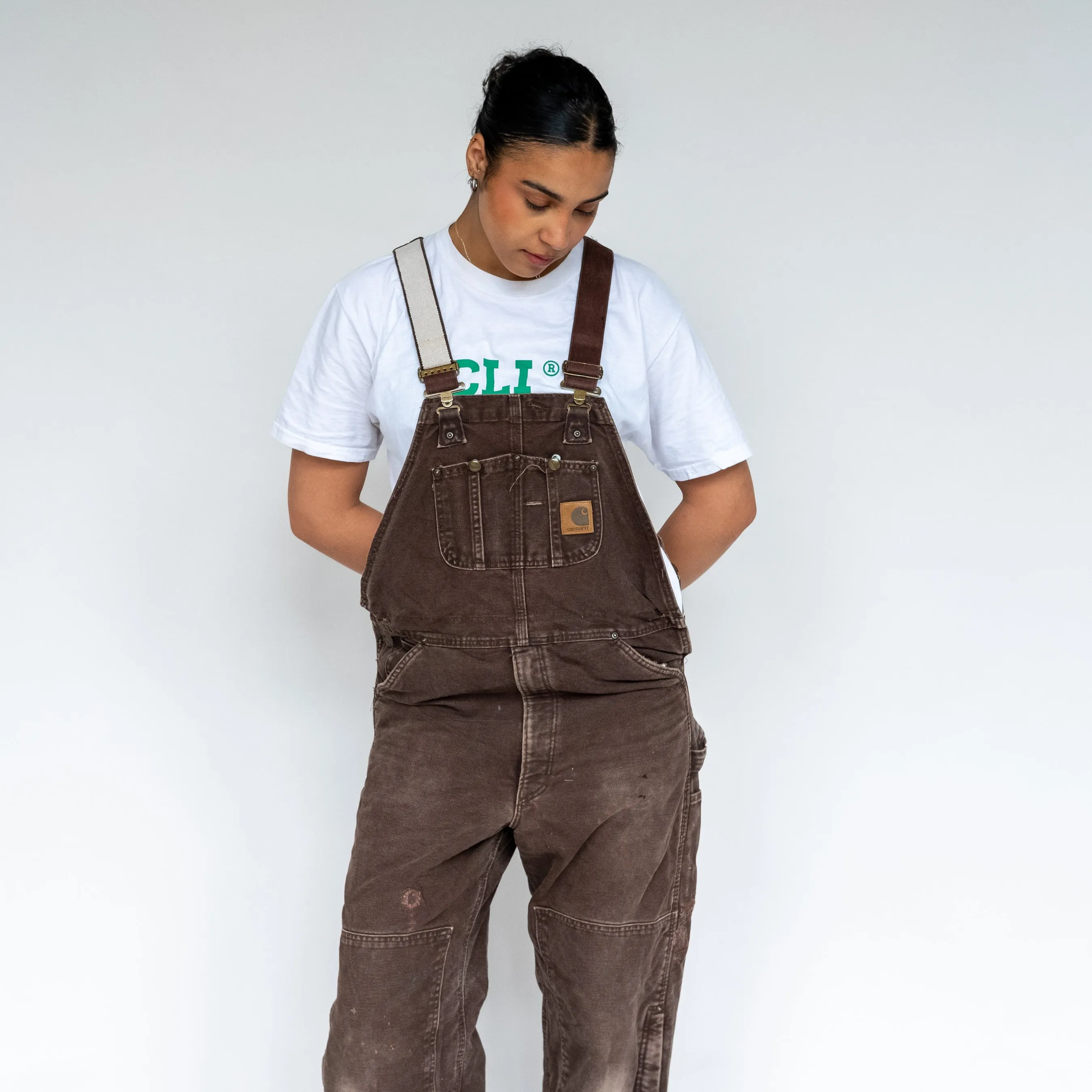 BROWN 90S CARHARTT CANVAS BAGGY DUNGAREES (