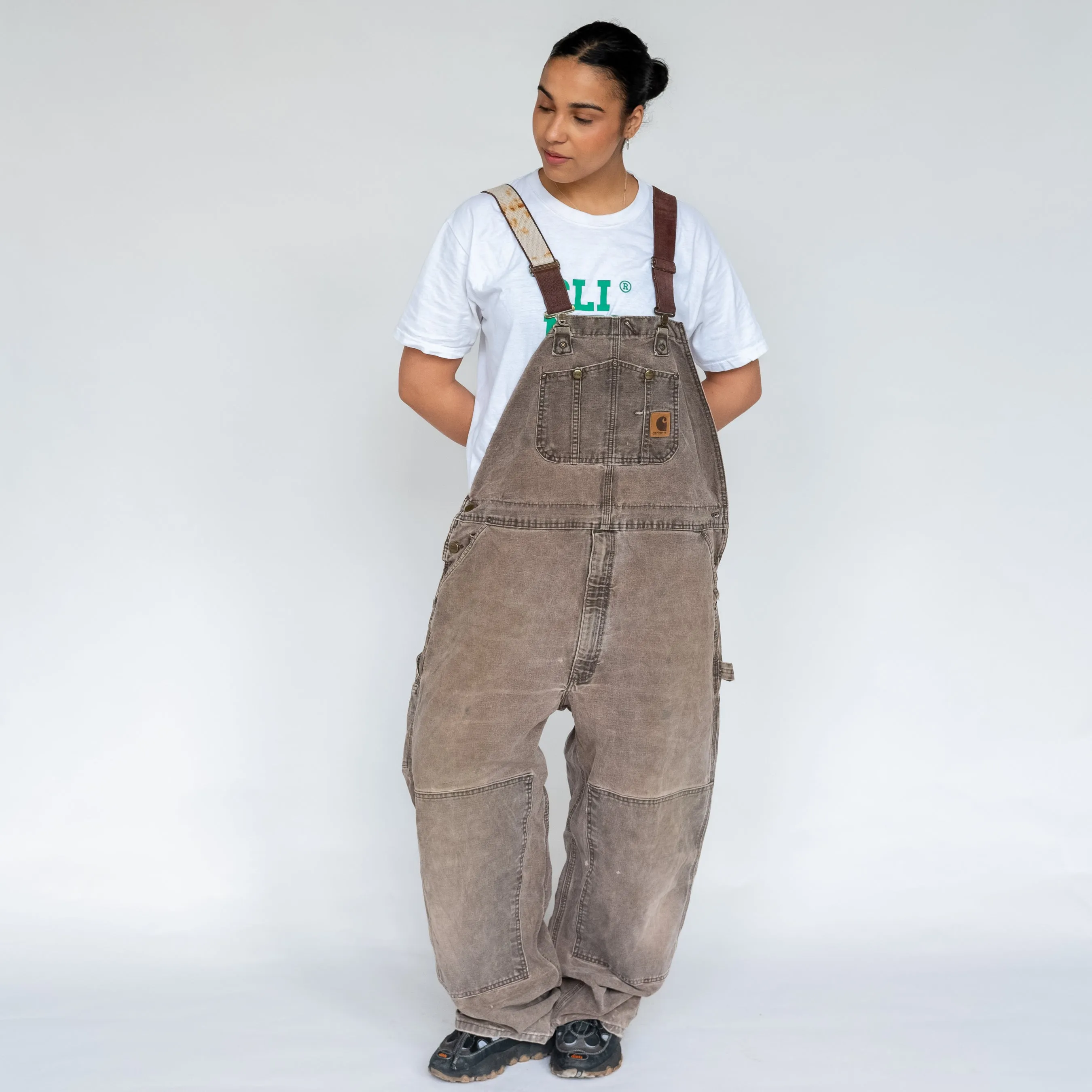 Brown 90s Carhartt Canvas Baggy Dungarees (XXL)