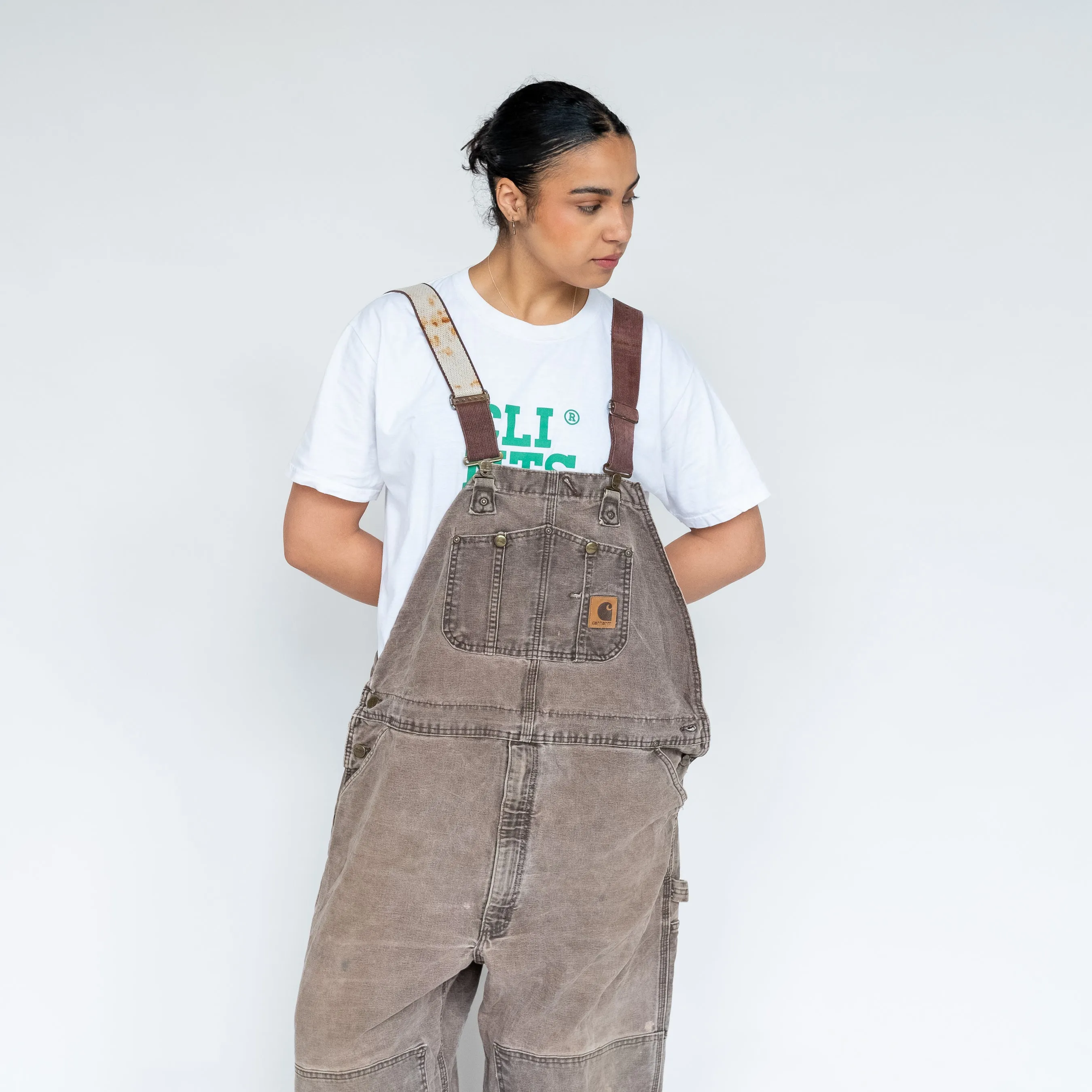 Brown 90s Carhartt Canvas Baggy Dungarees (XXL)