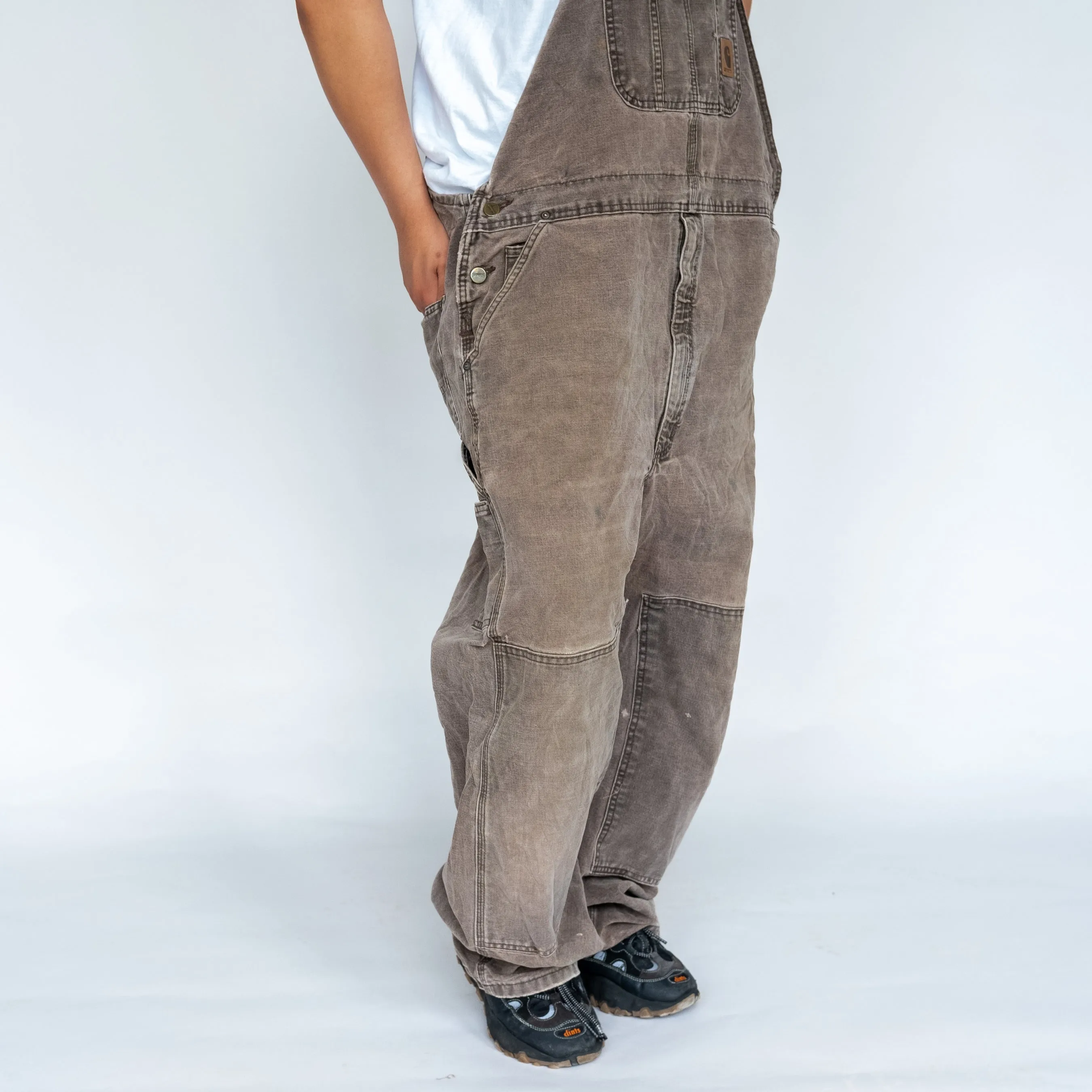 Brown 90s Carhartt Canvas Baggy Dungarees (XXL)