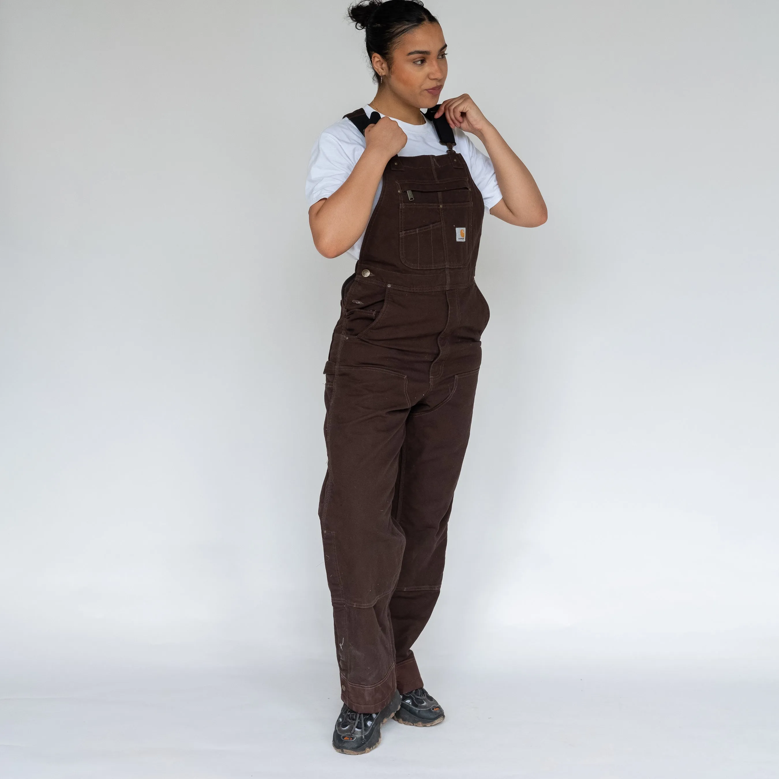 Brown y2ks Carhartt Deadstock Canvas Baggy Dungarees (S)