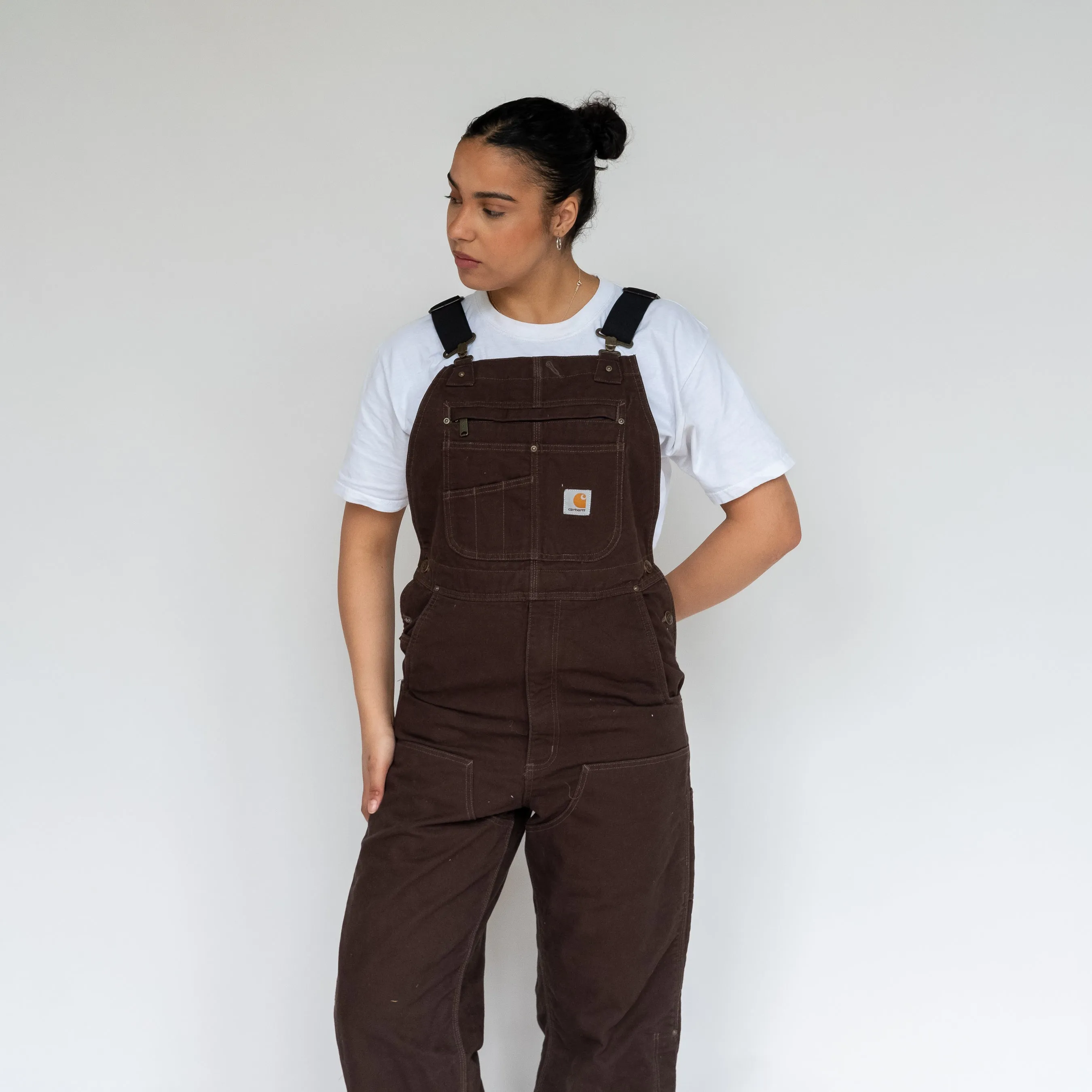 Brown y2ks Carhartt Deadstock Canvas Baggy Dungarees (S)