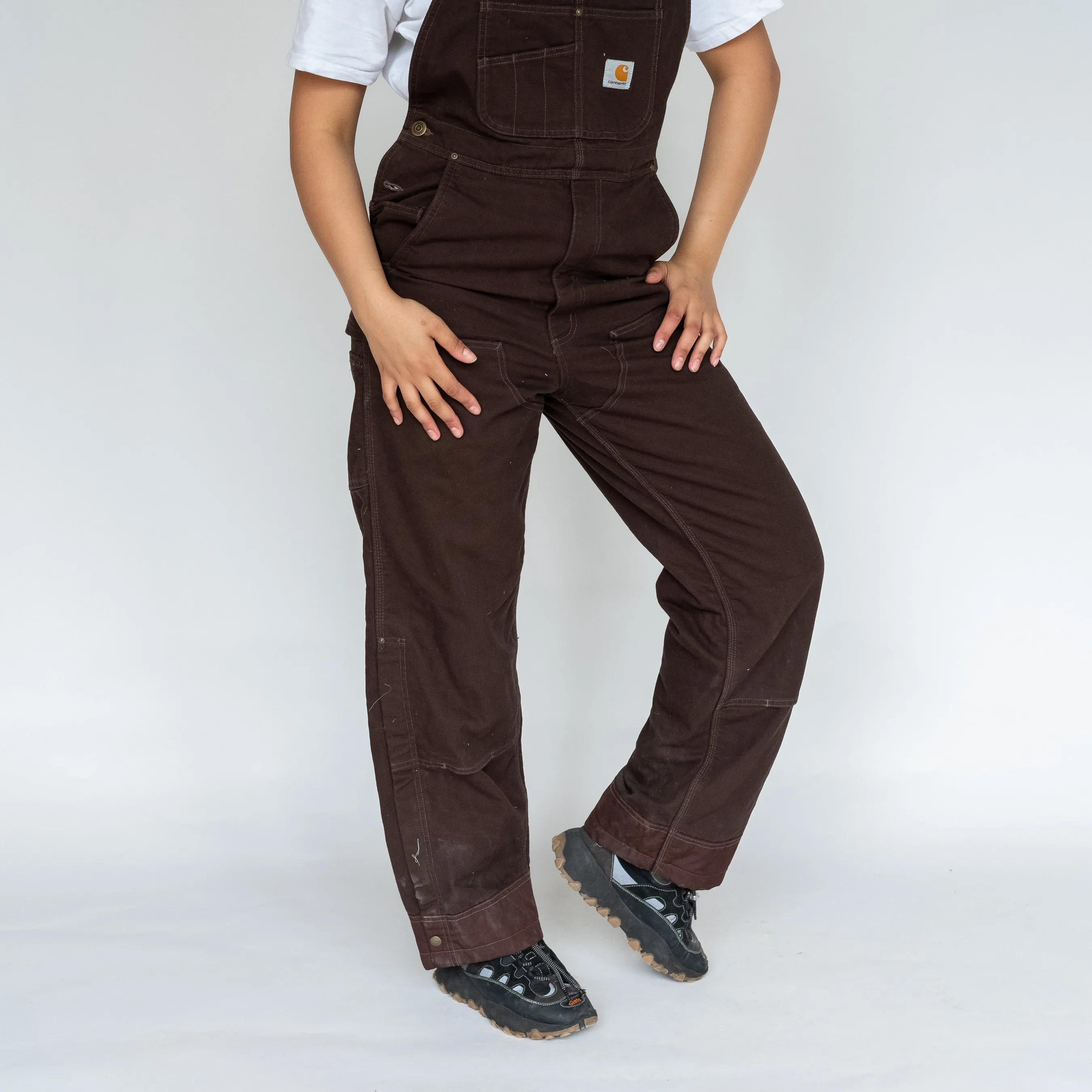 Brown y2ks Carhartt Deadstock Canvas Baggy Dungarees (S)