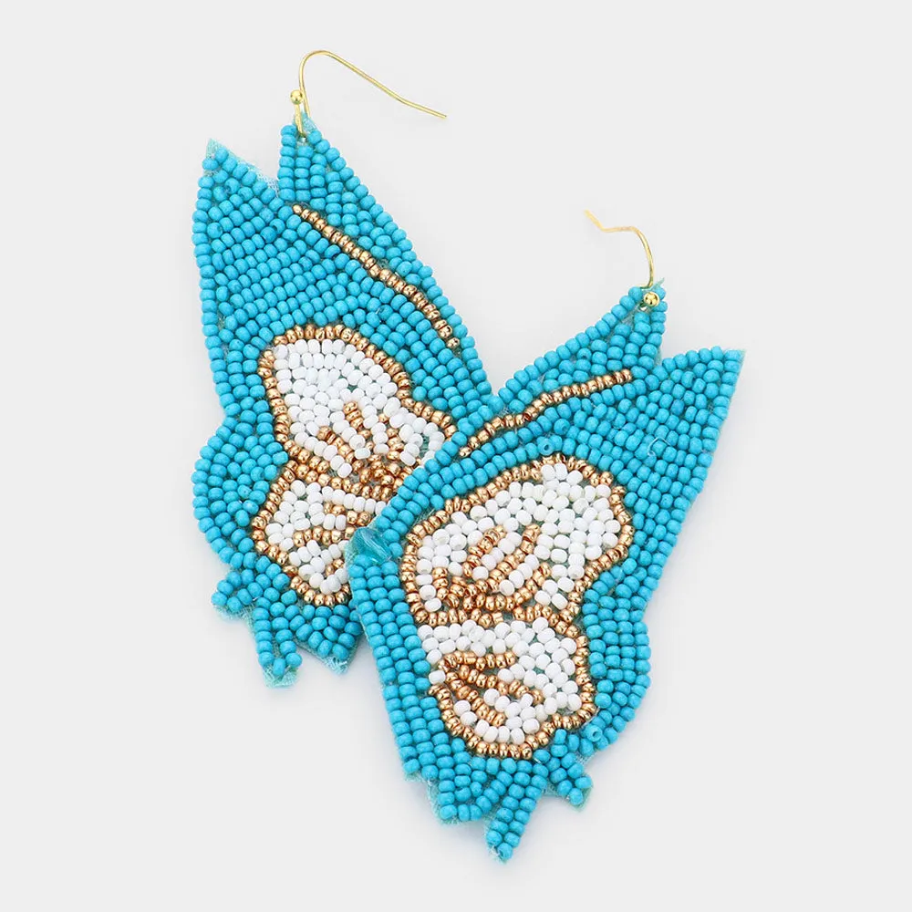 Butterfly Beaded Dangle Earrings