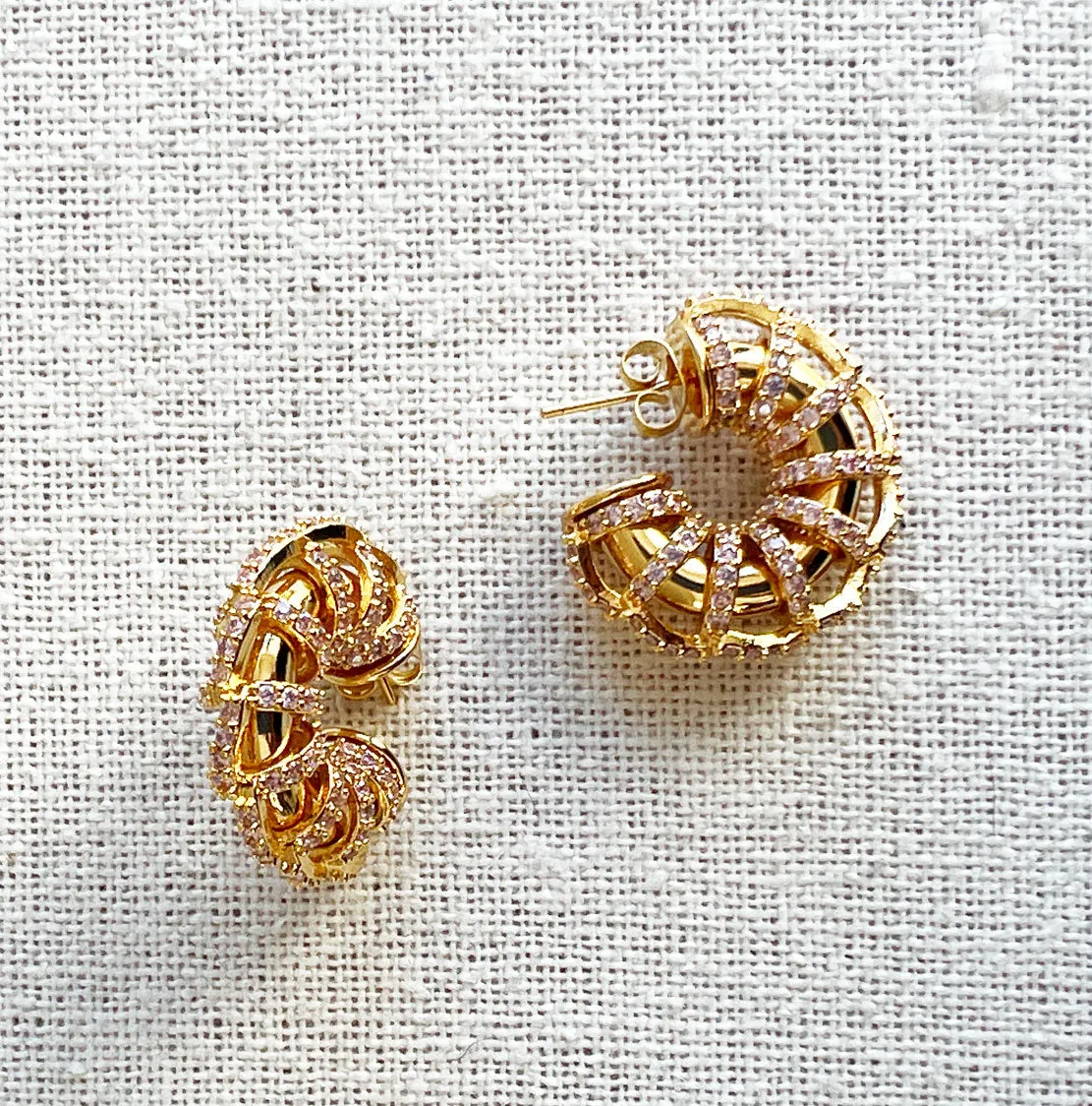 Caterpillar Earrings, Gold