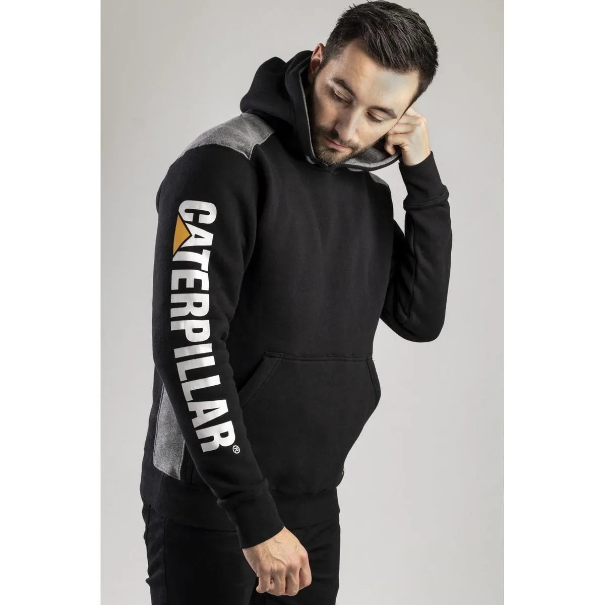 Caterpillar Logo Panel Hooded Sweatshirt Black