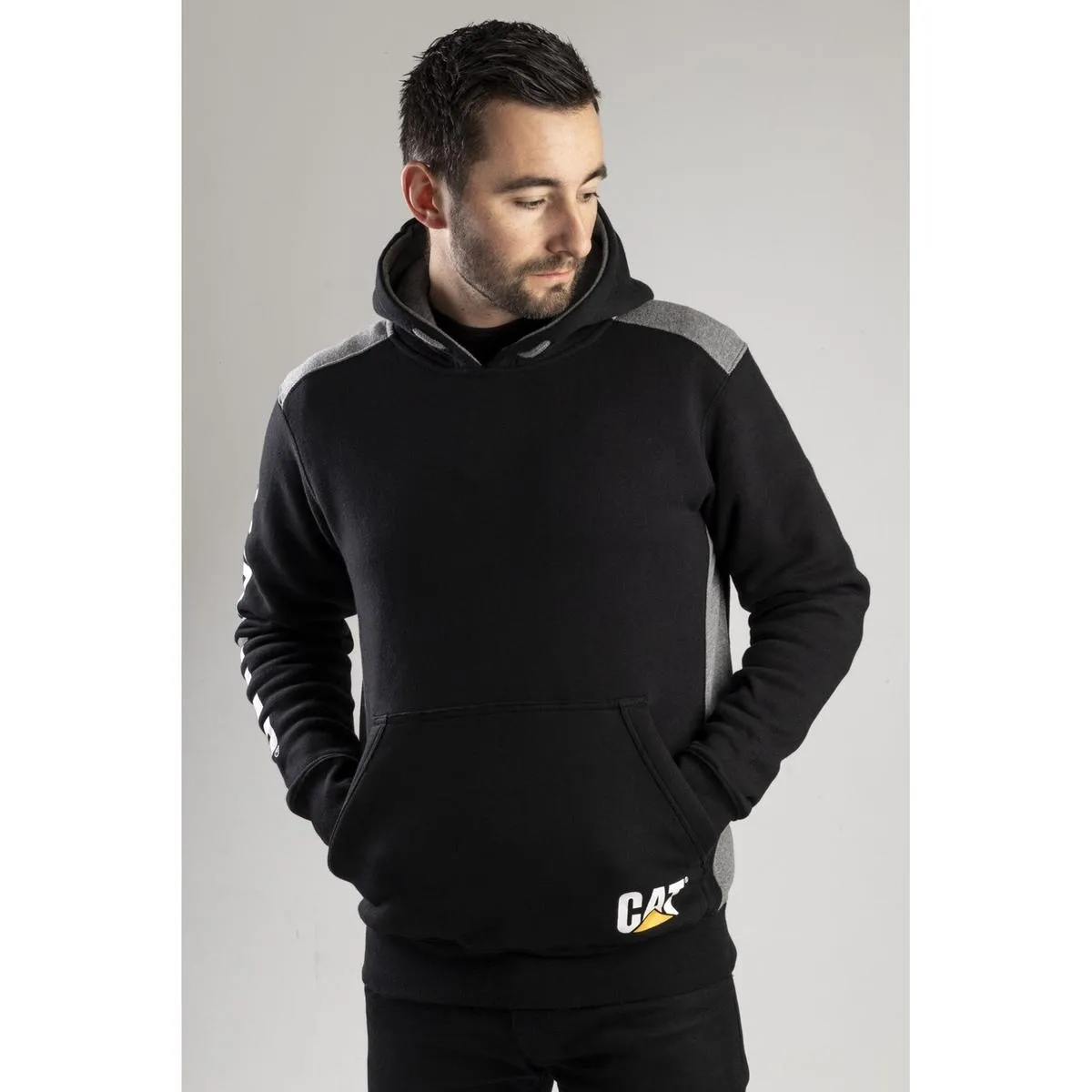 Caterpillar Logo Panel Hooded Sweatshirt Black