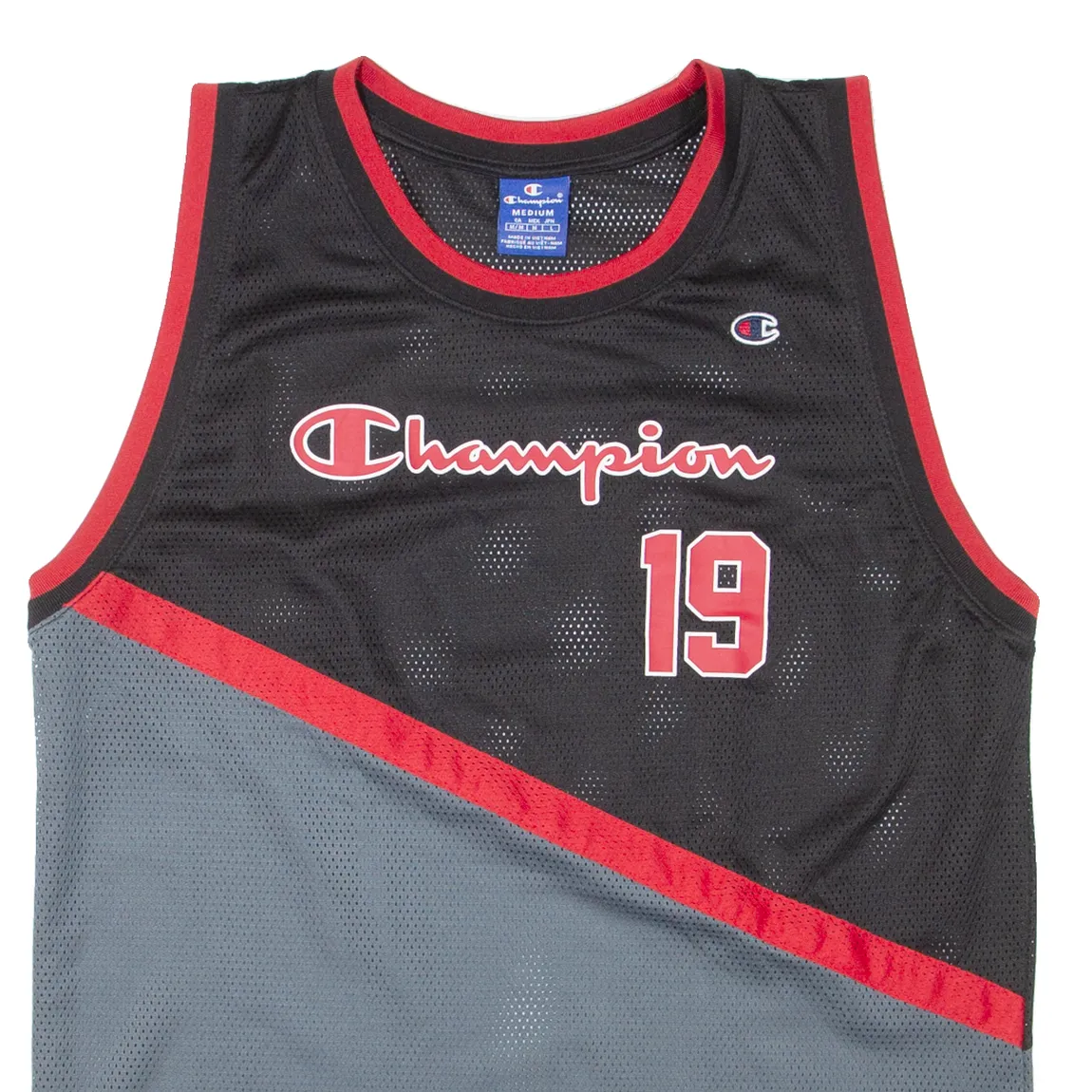 CHAMPION Mens Jersey Black Sleeveless USA M