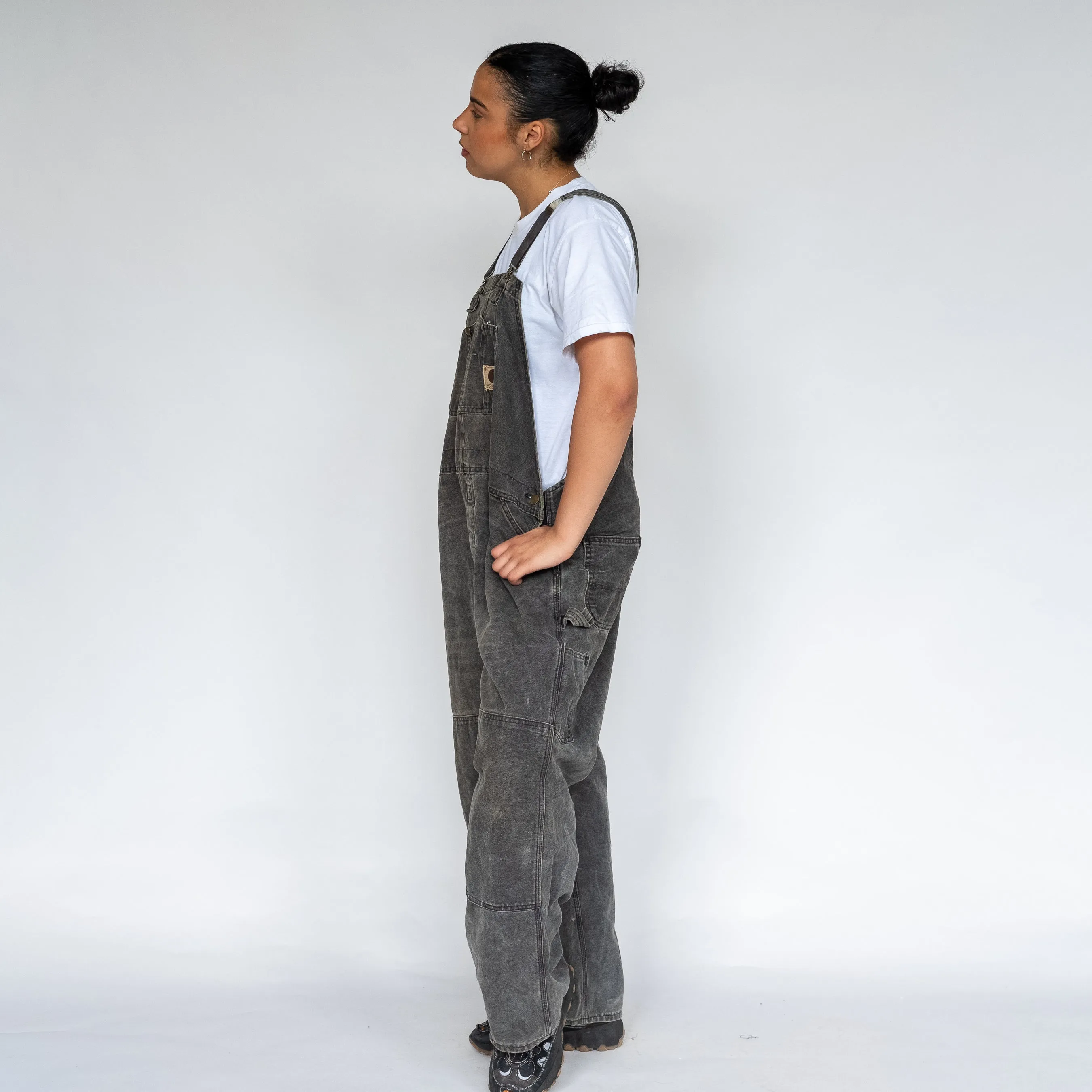 Charcoal Grey 90s Carhartt Canvas Baggy Dungarees (XXL)