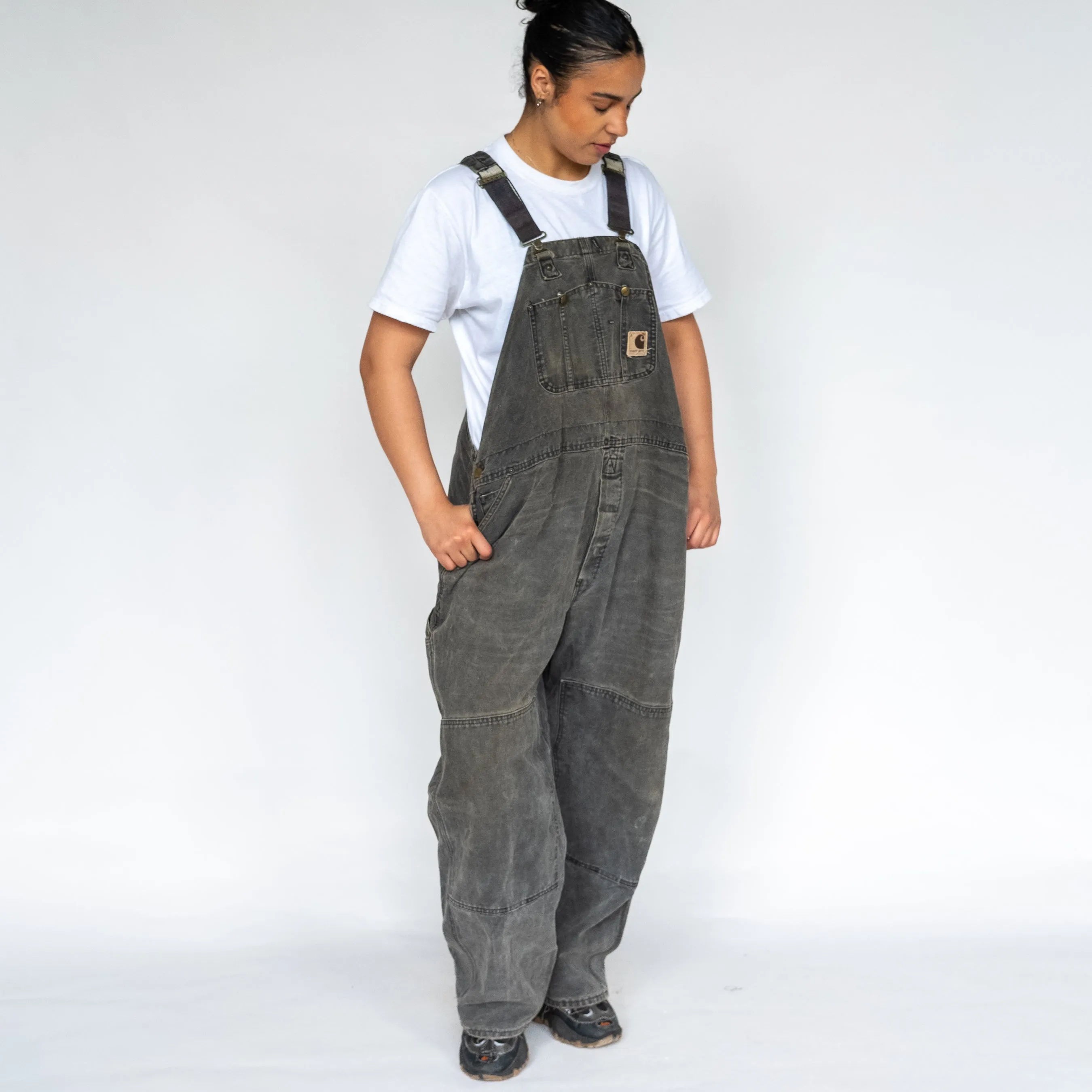 Charcoal Grey 90s Carhartt Canvas Baggy Dungarees (XXL)