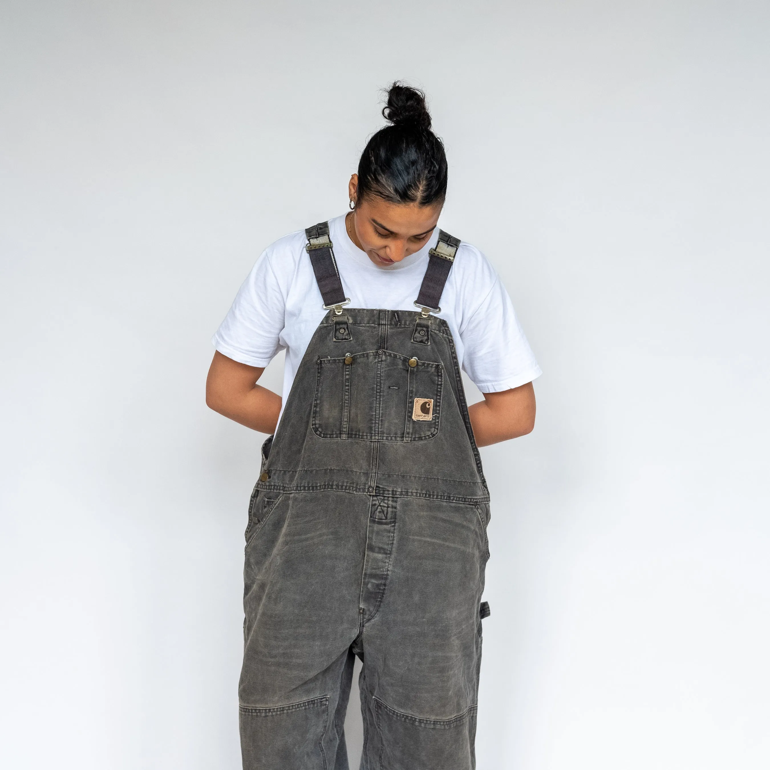 Charcoal Grey 90s Carhartt Canvas Baggy Dungarees (XXL)