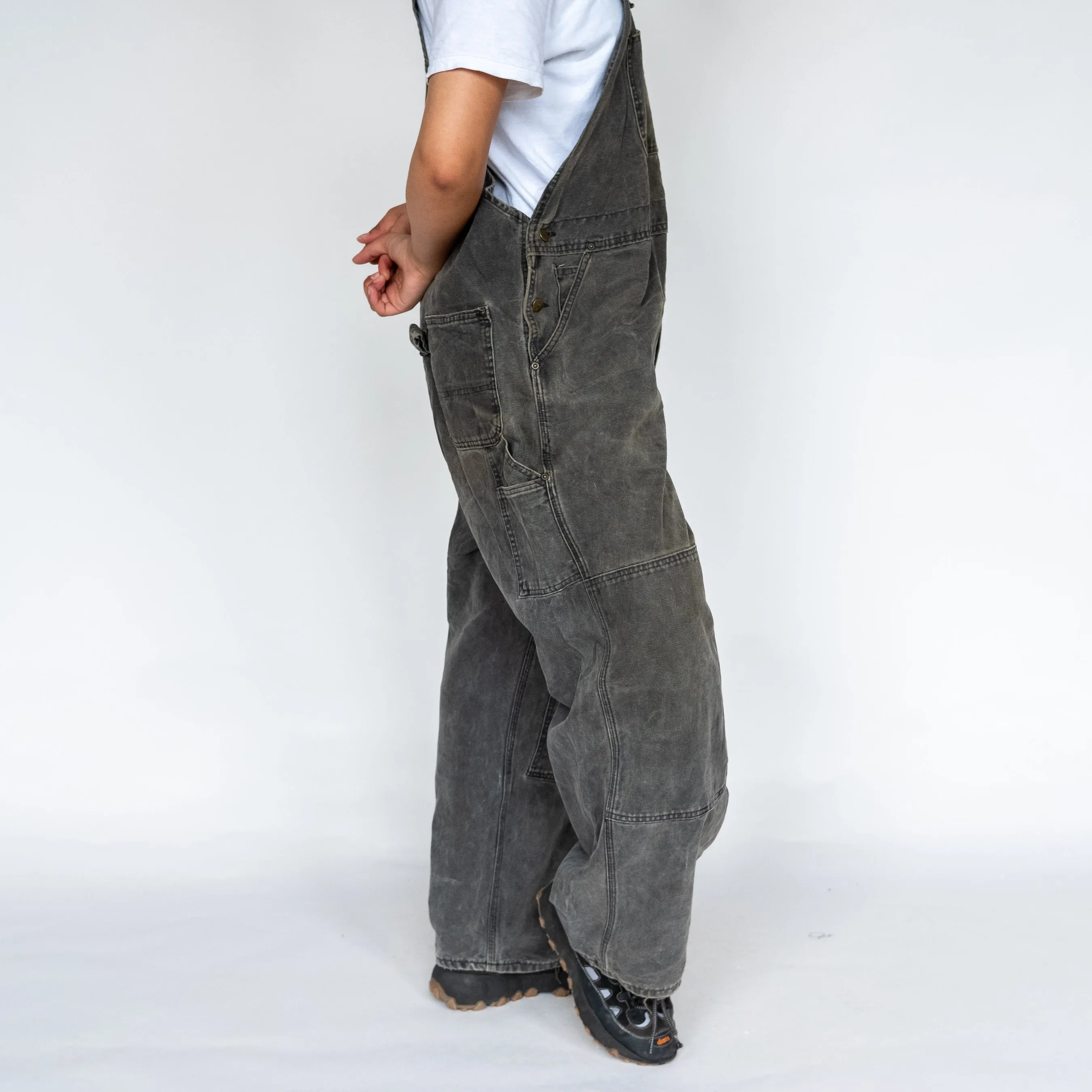 Charcoal Grey 90s Carhartt Canvas Baggy Dungarees (XXL)