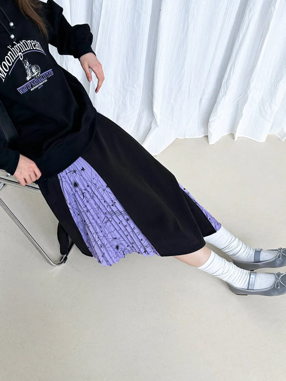 Checked Girly Retro Flare Casual Mix Long-Skirt