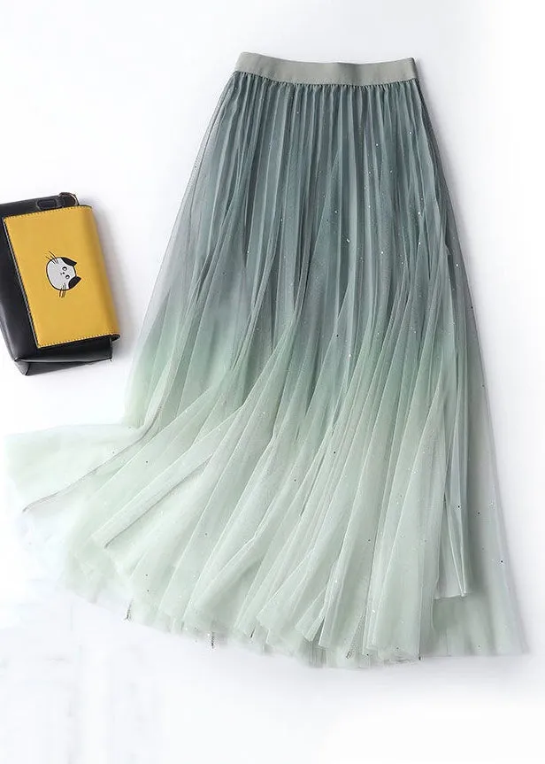 Chic Navy Gradient Color High Waist Tulle Skirts Summer AS1069