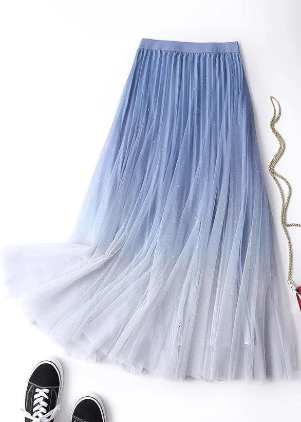 Chic Navy Gradient Color High Waist Tulle Skirts Summer AS1069