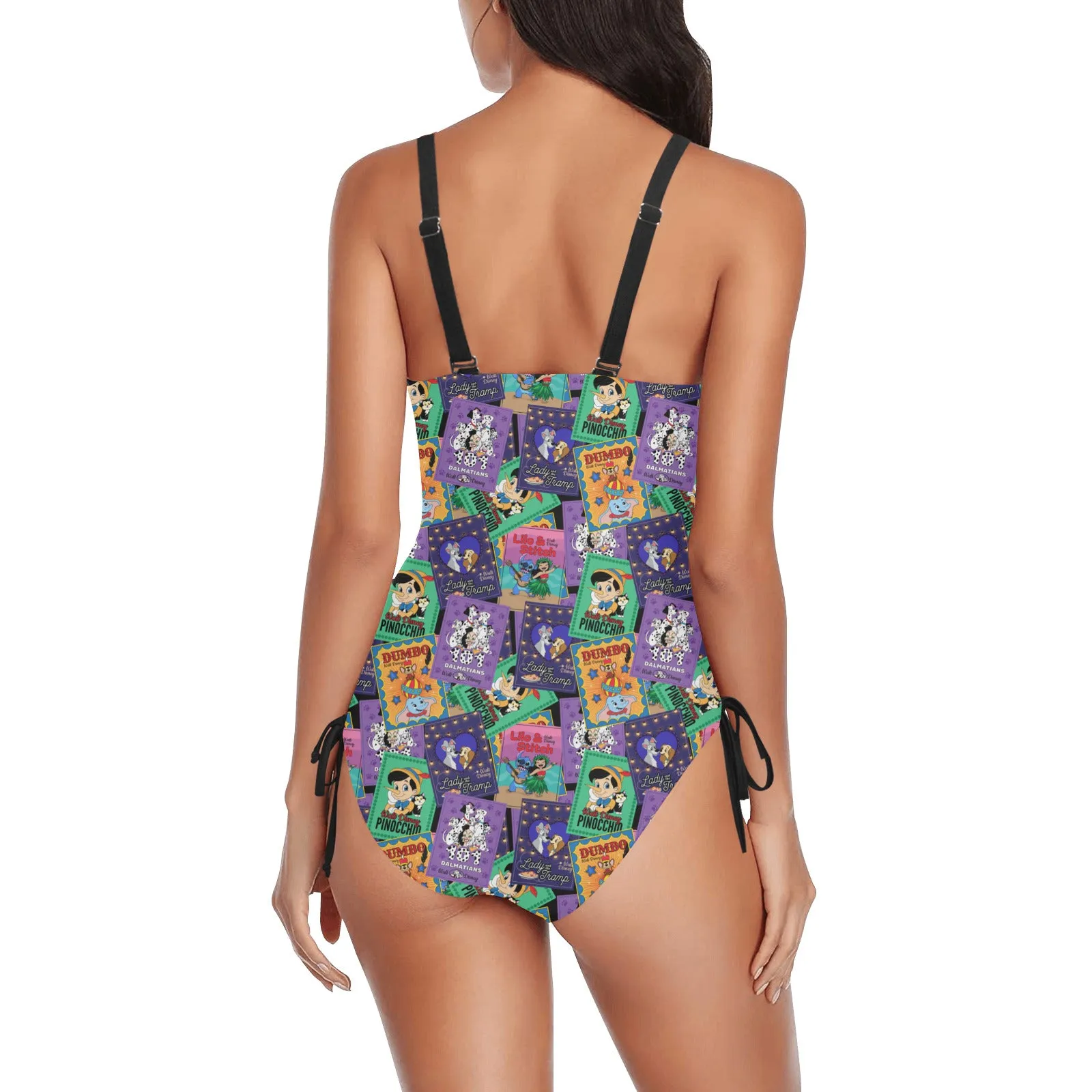 Classic Posters Drawstring Side Women's One-Piece Swimsuit