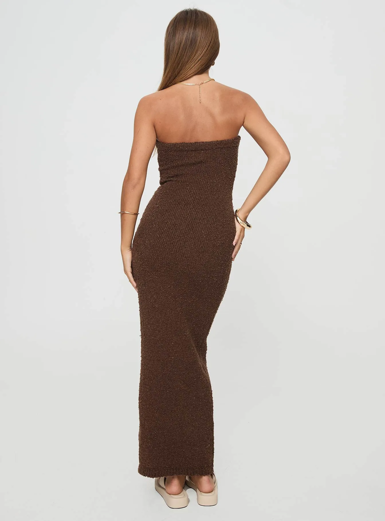 Cloud Strapless Boucle Maxi Dress Chocolate