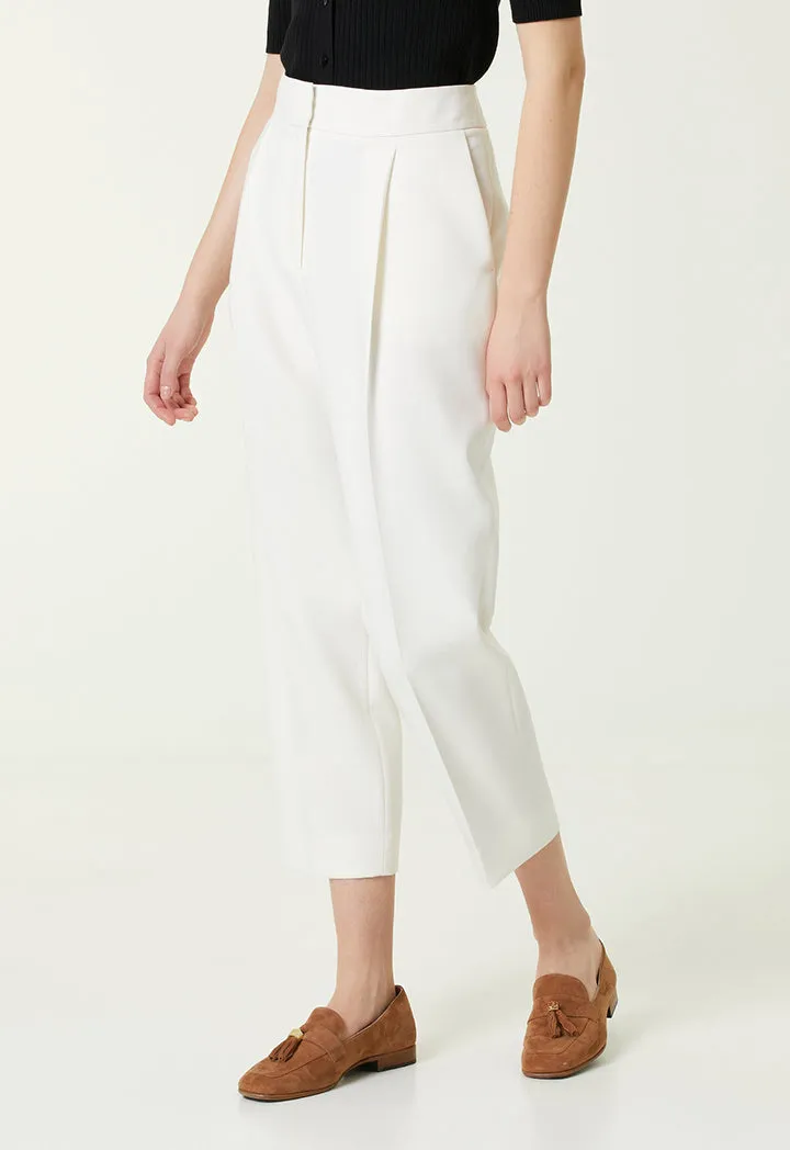 Club High Waist Pleated Detailed Trouser White