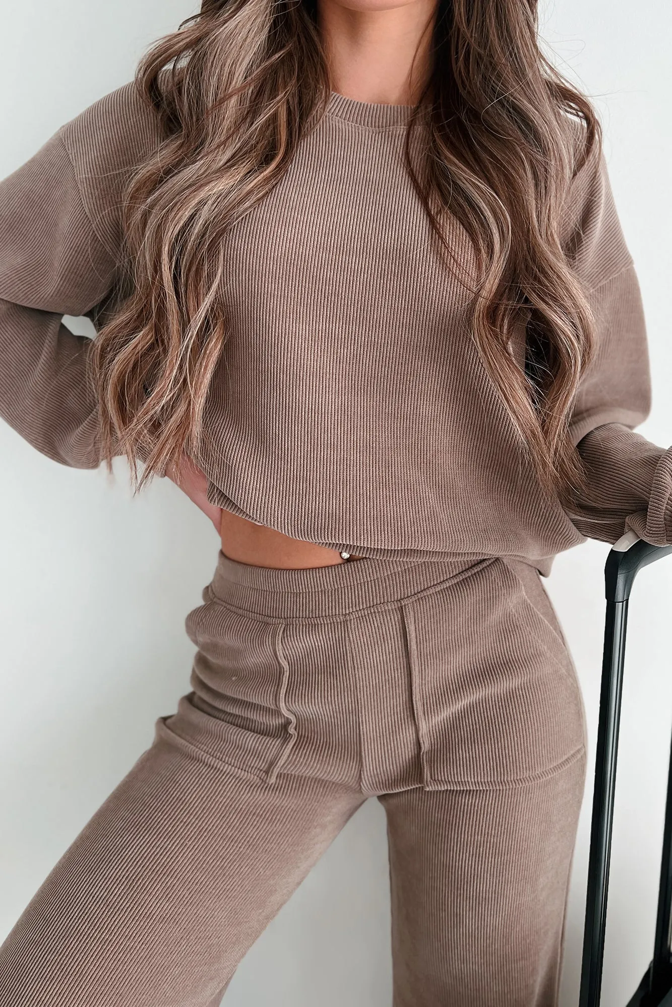 Cold Temperatures Soft Ribbed Corduroy Lounge Set (Khaki)