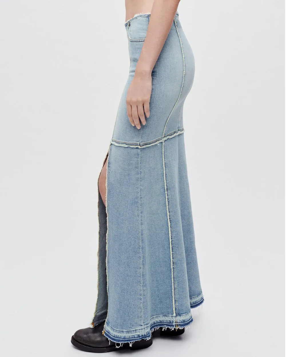 Column Denim Maxi Skirt in Mojave