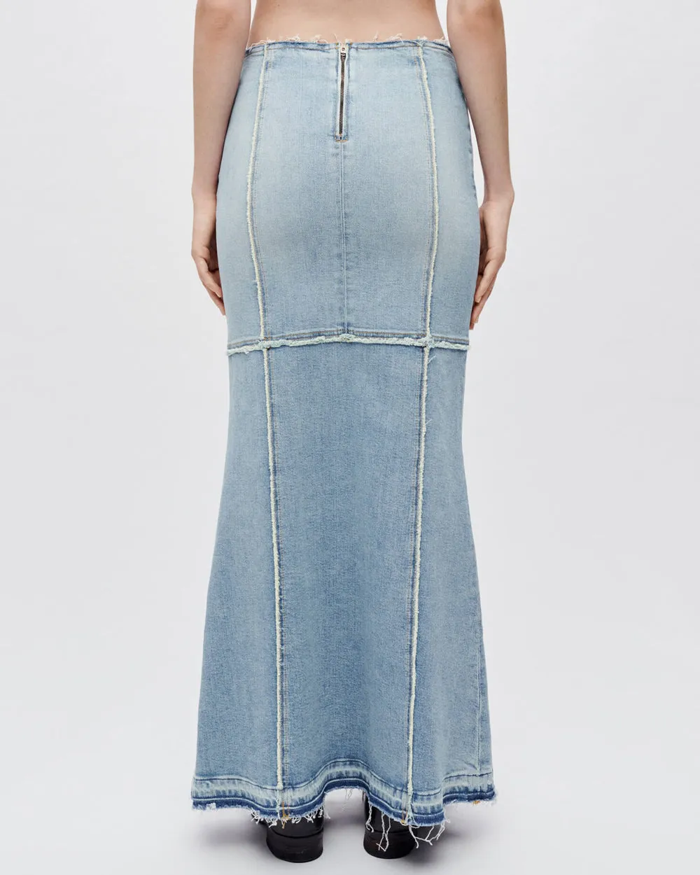 Column Denim Maxi Skirt in Mojave