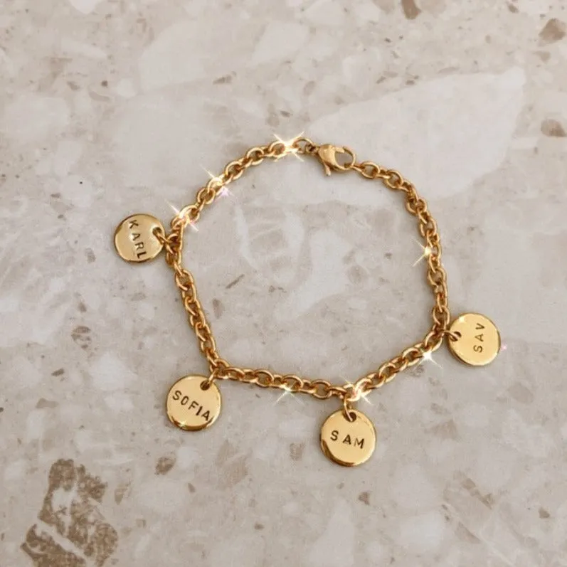 Custom 4-Disc Gold Filled Bracelet (5 characters)