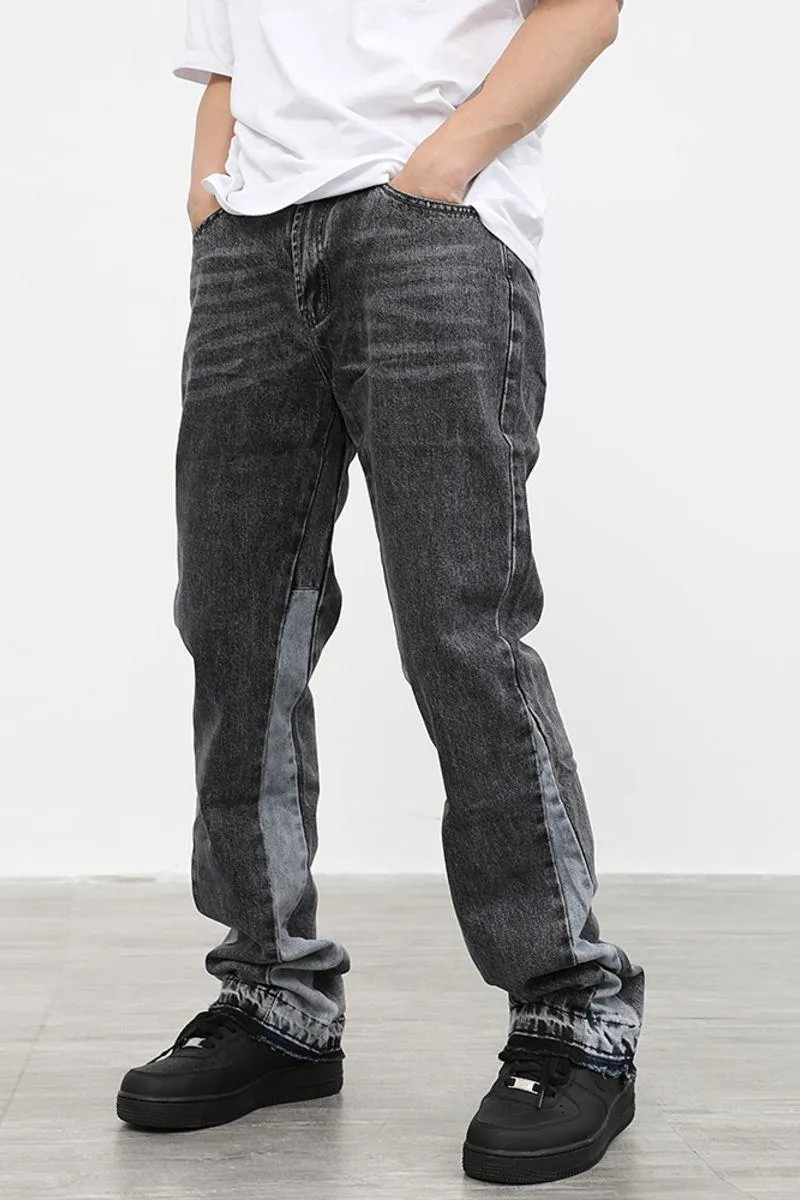 CZ Washed Stitched Flared Jeans