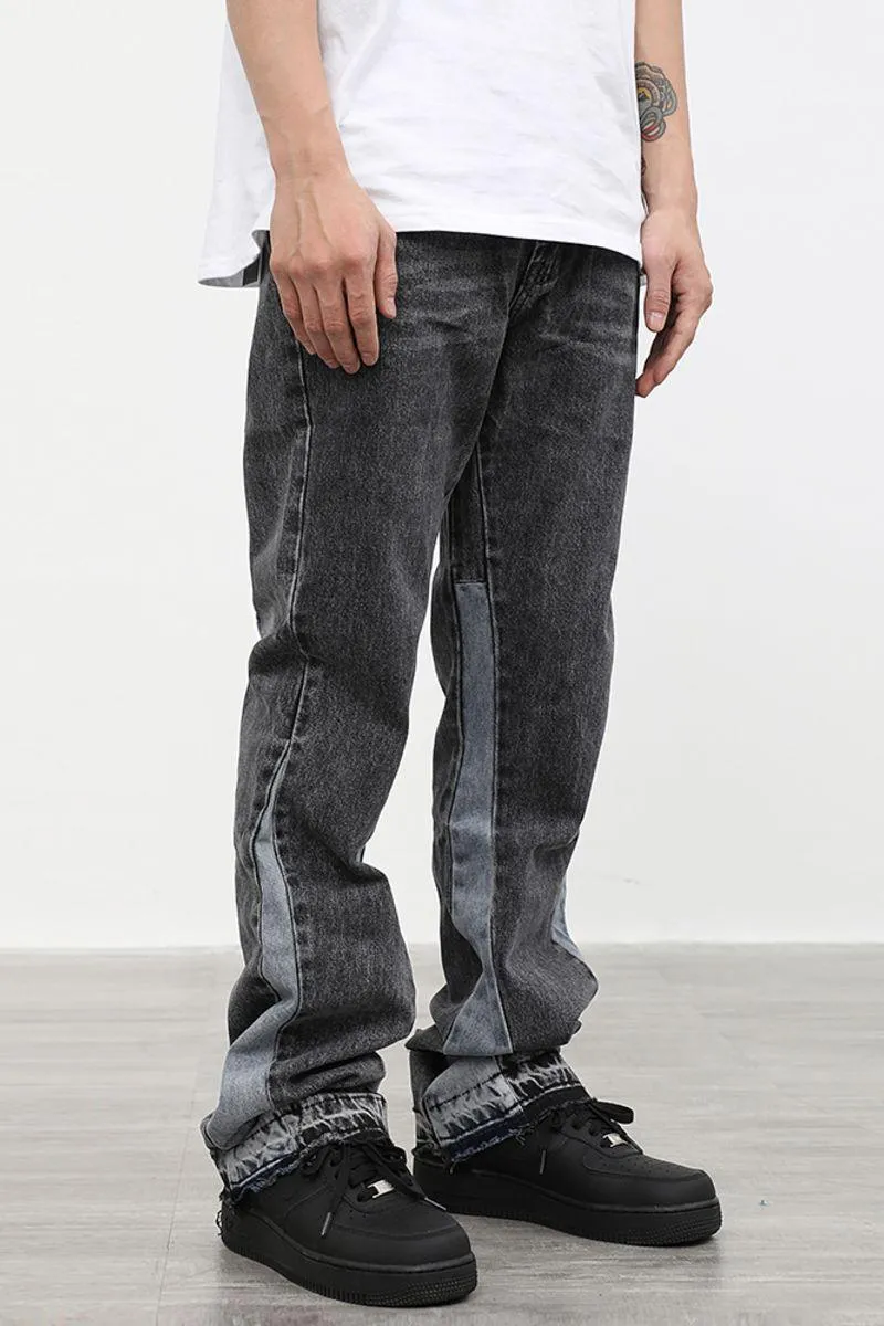 CZ Washed Stitched Flared Jeans