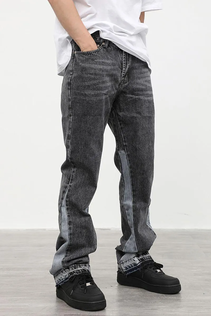 CZ Washed Stitched Flared Jeans