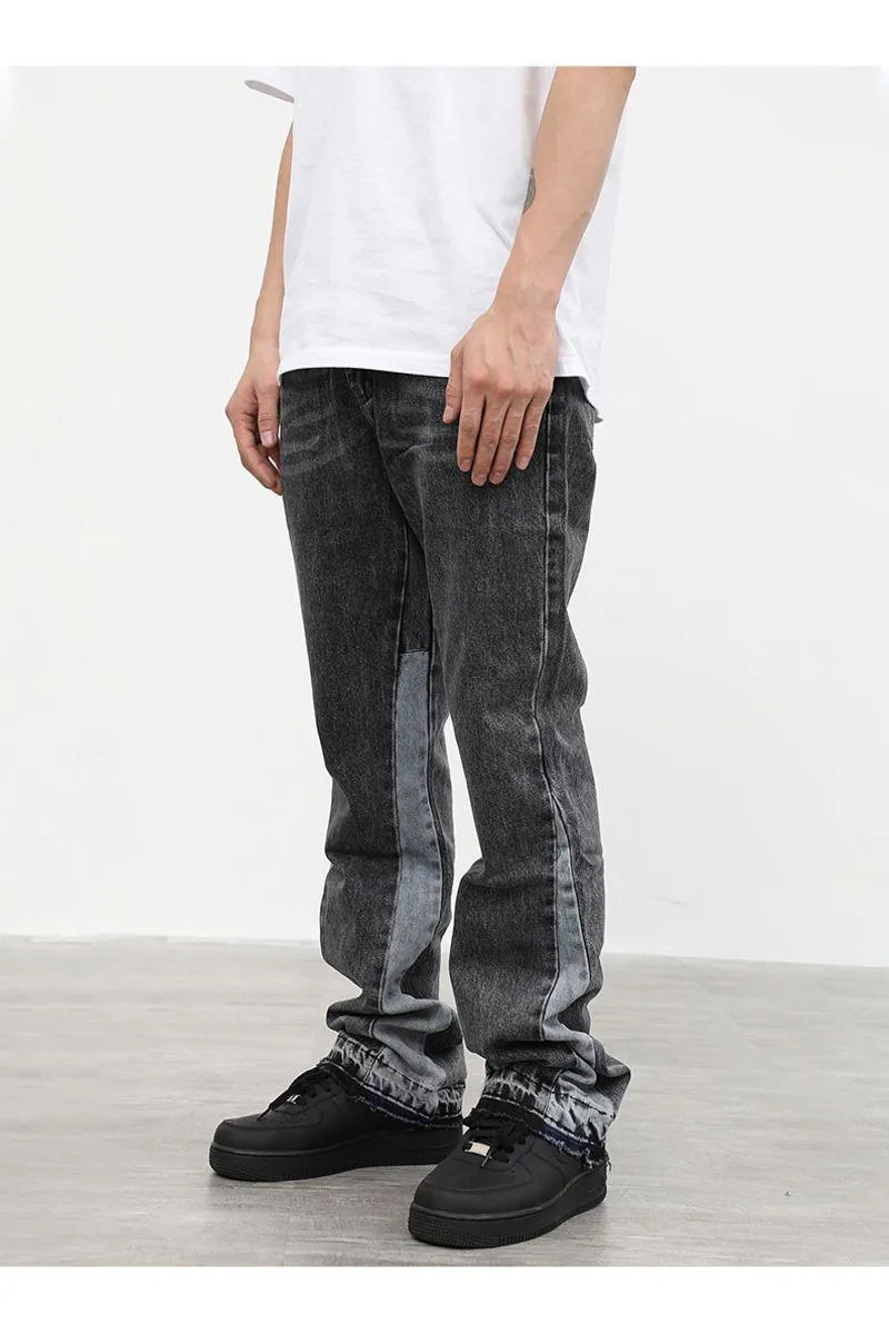 CZ Washed Stitched Flared Jeans