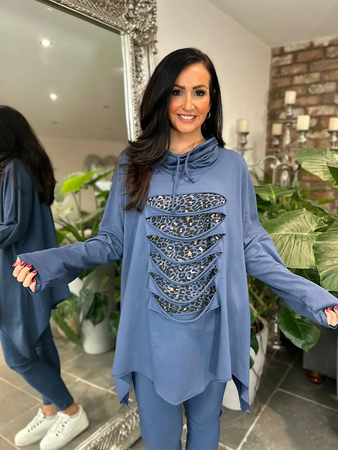 Denim Animal Distressed Sweatshirt Kellie