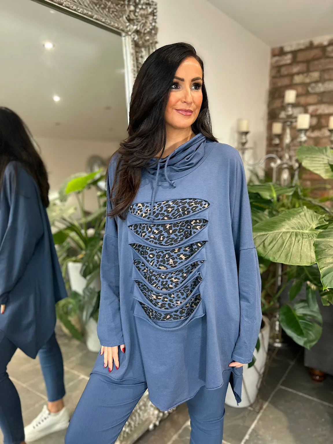 Denim Animal Distressed Sweatshirt Kellie