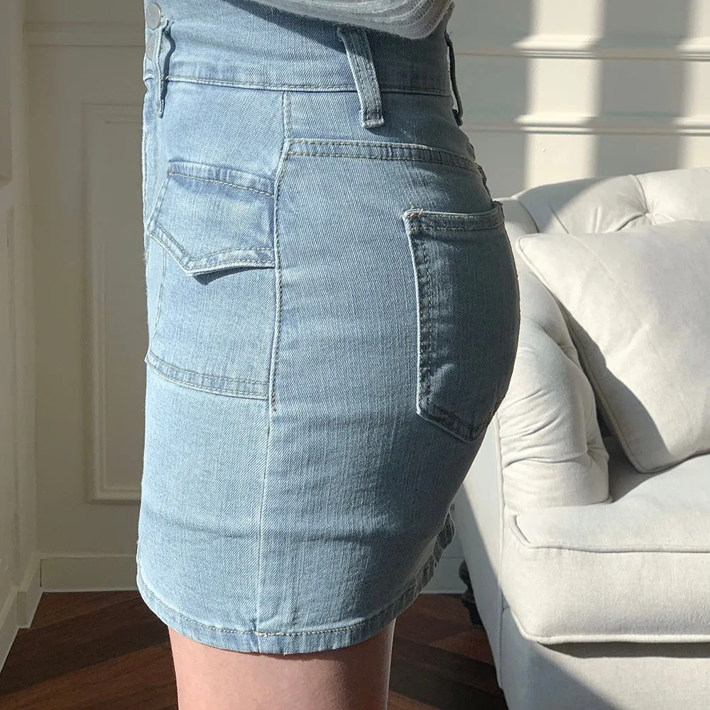 Denim Short Pencil Skirt