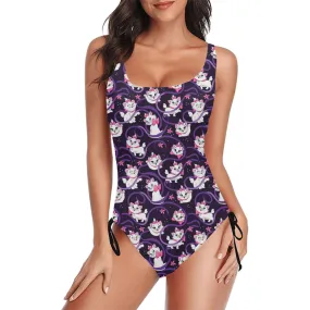 Disney Aristocats Marie Because I'm A Lady Drawstring Side Women's One-Piece Swimsuit