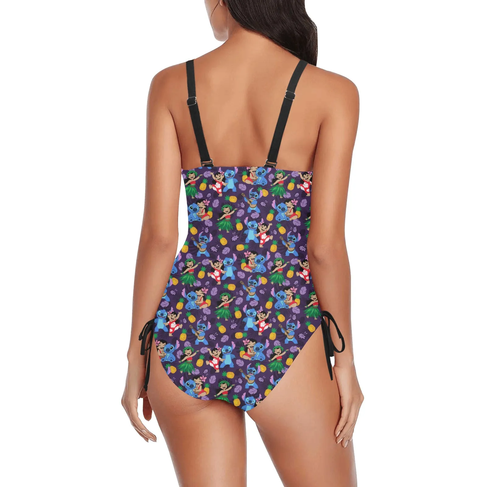 Disney Lilo And Stitch Island Friends Drawstring Side Women's One-Piece Swimsuit