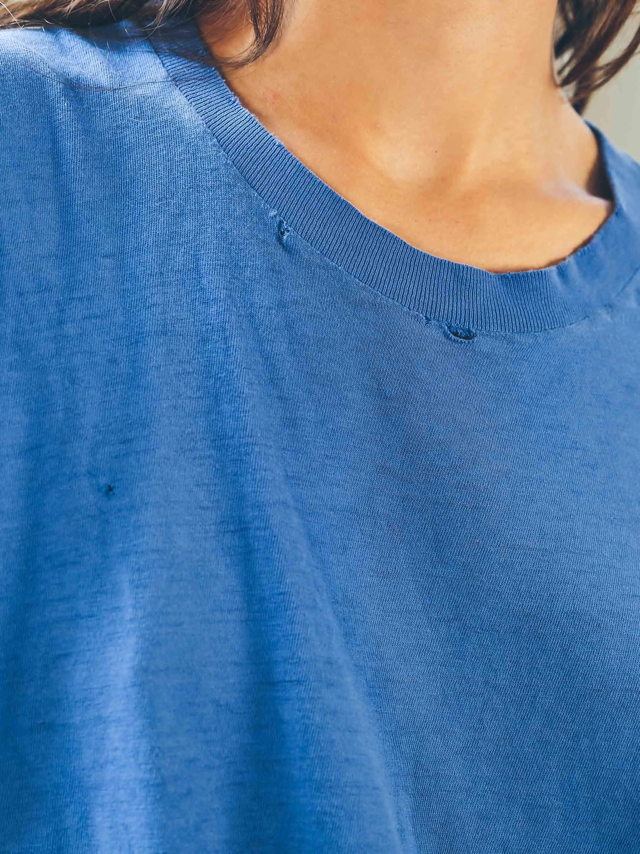 Distressed Blue Blank Tee