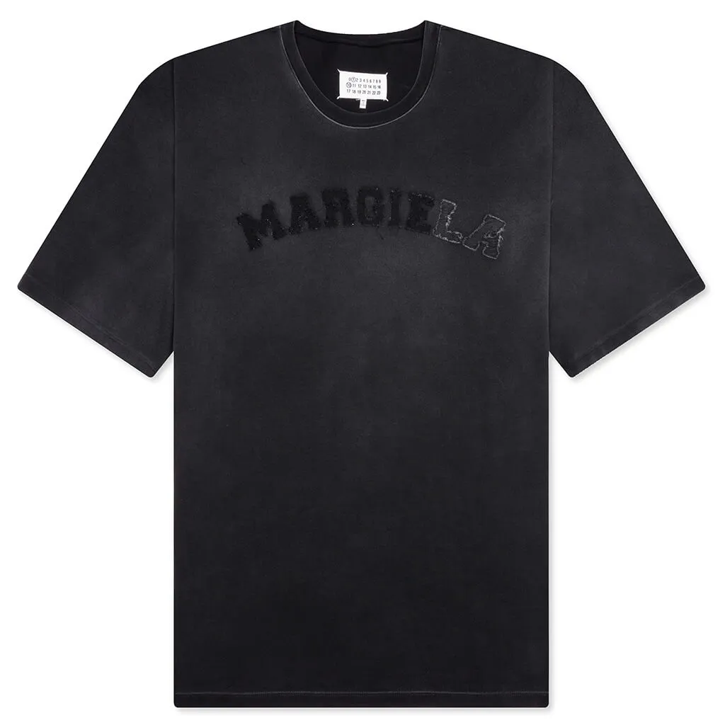 Distressed College Logo T-Shirt - Washed Black